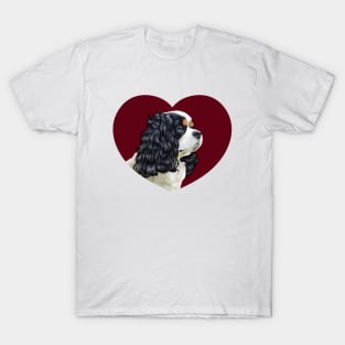 Cavalier King Charles Spaniel - Tri in a Heart T-Shirt